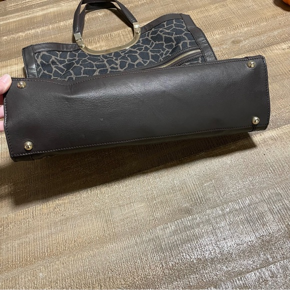 Stuart Weitzman XL Shopper Tote Bag Handbag Canvas & Leather Animal Print - Picture 6 of 14